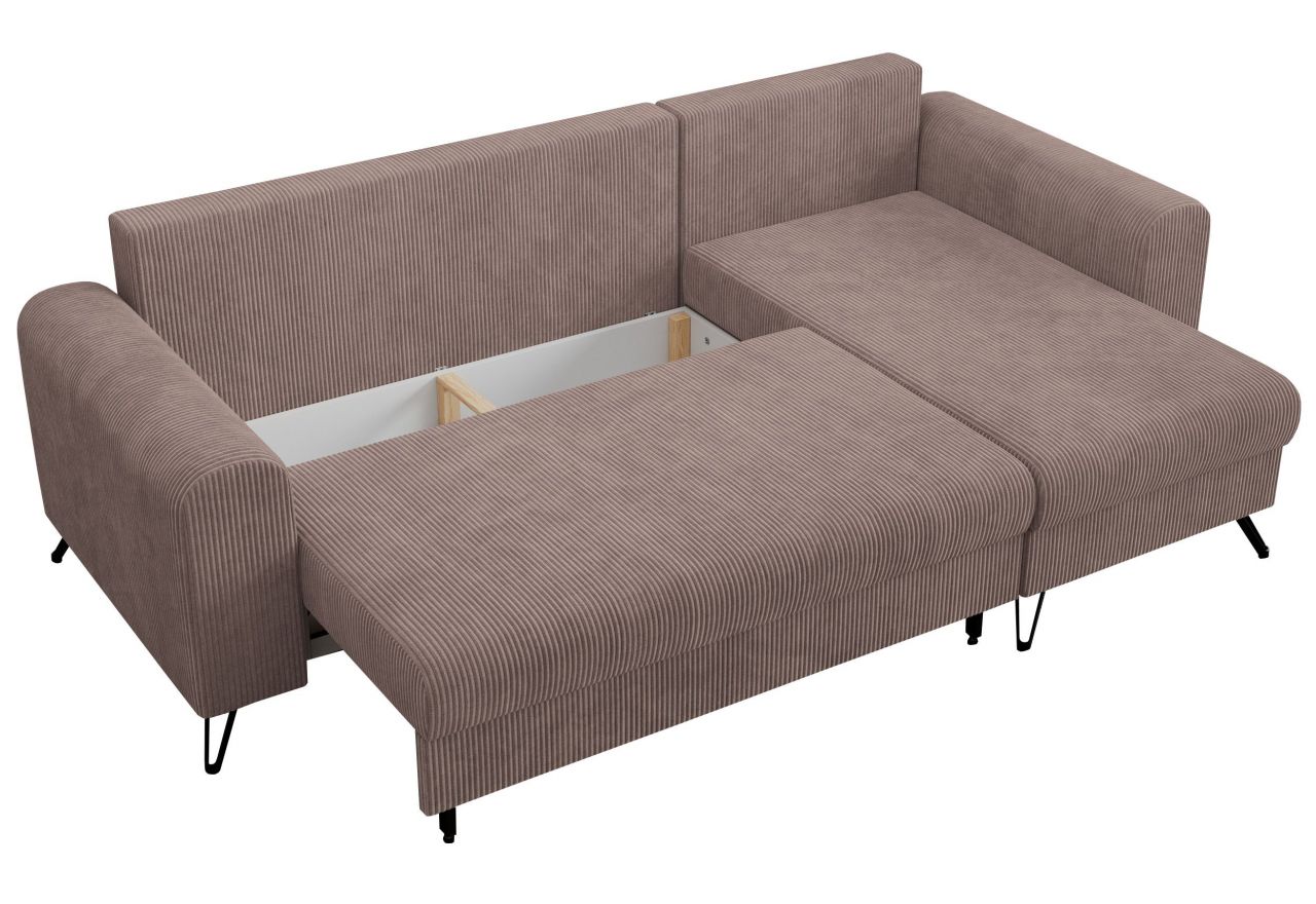 Narożnik HUGO L - uniwersalny - różowy, sztruks