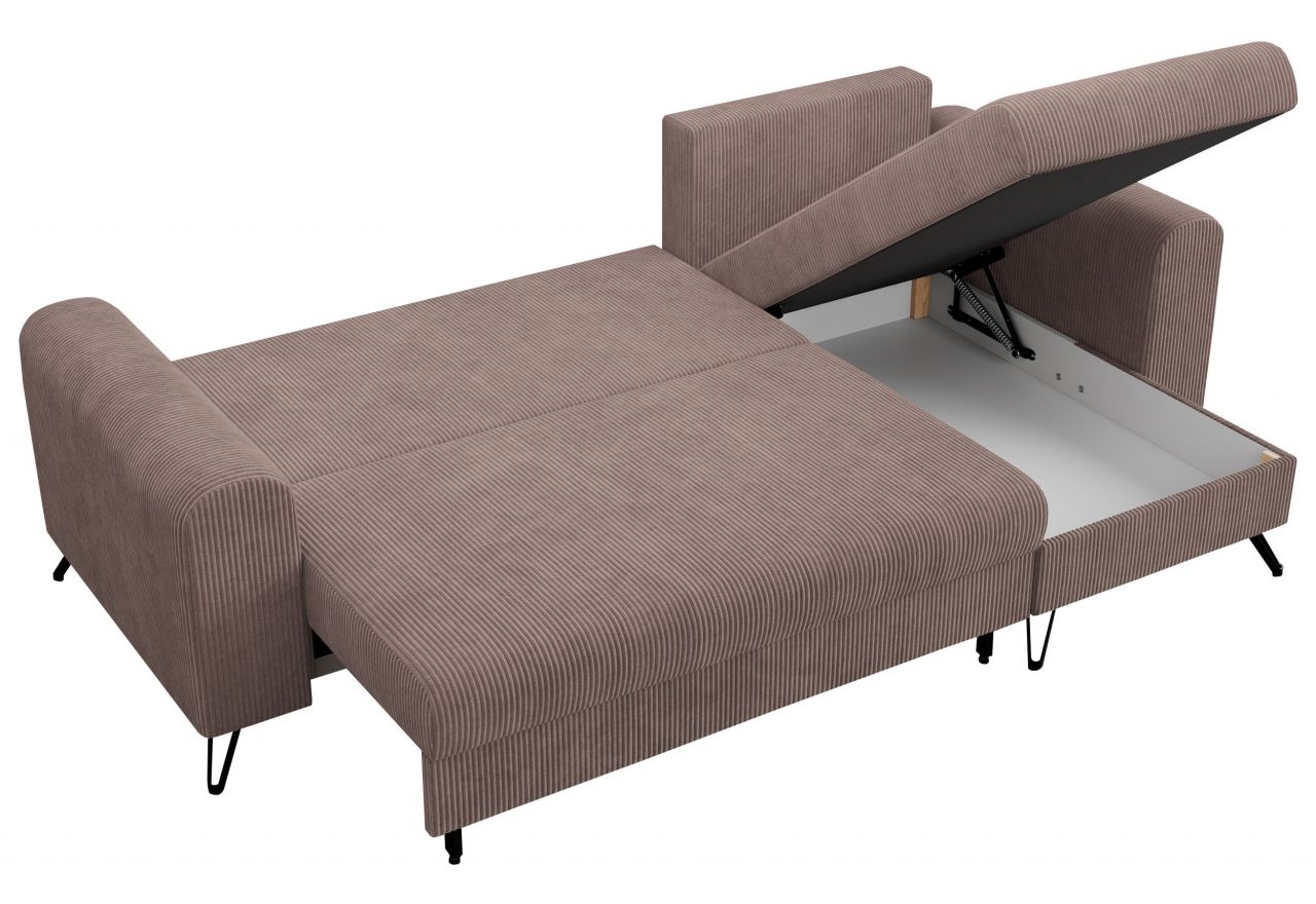 Narożnik HUGO L - uniwersalny - różowy, sztruks