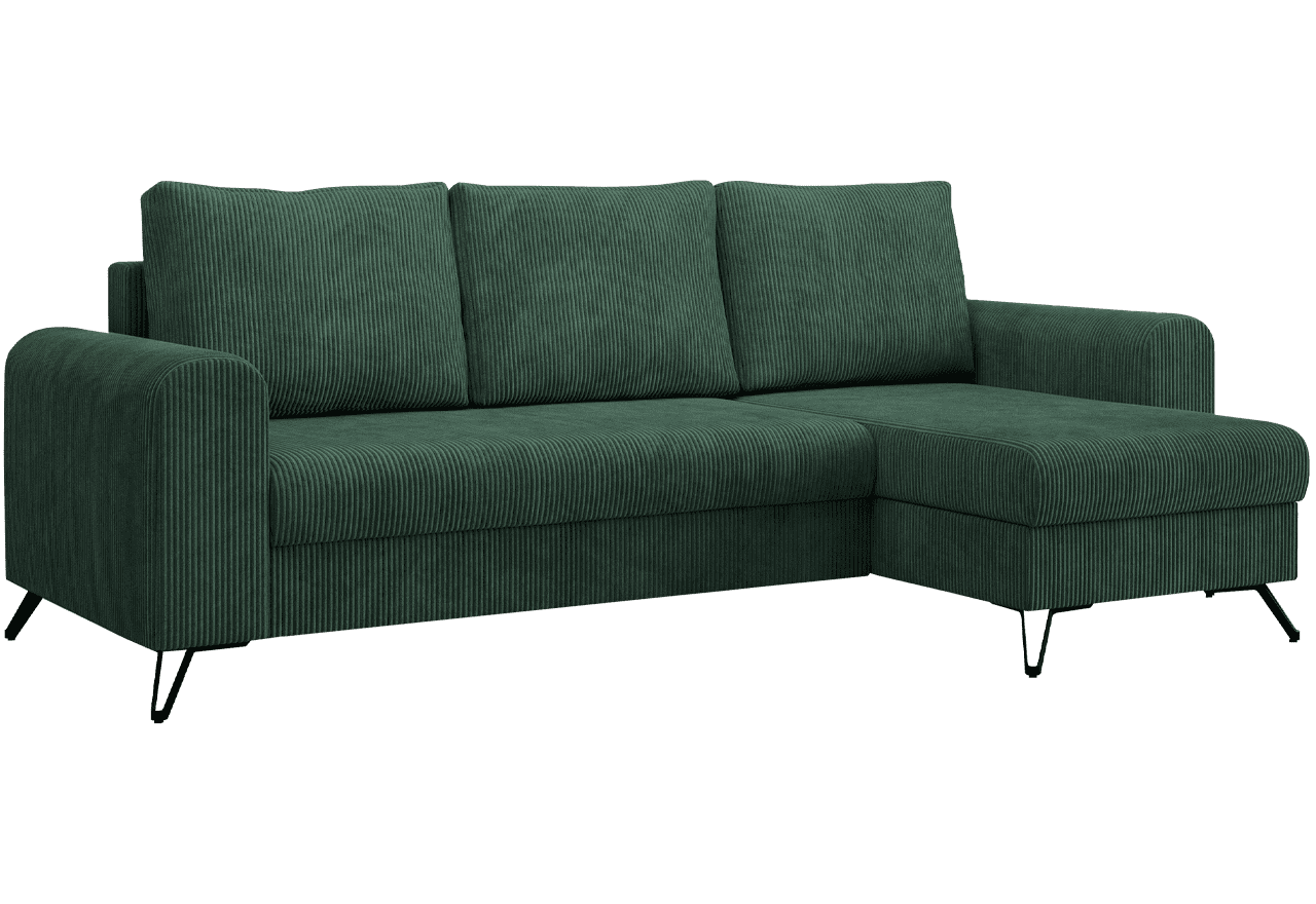 Narożnik HUGO L - uniwersalny - zielony, sztruks