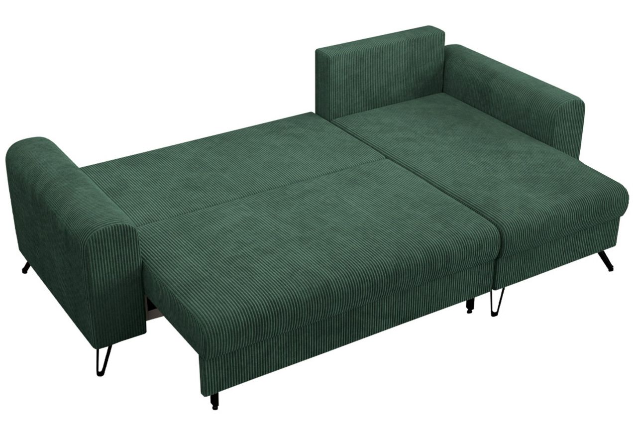 Narożnik HUGO L - uniwersalny - zielony, sztruks