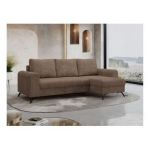 Narożnik HUGO L - uniwersalny - jasnobrązowy, sztruks