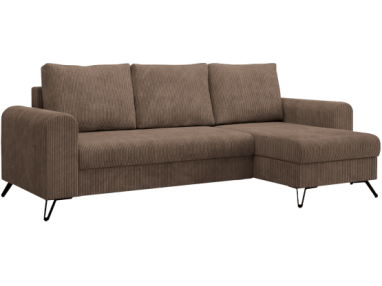 Narożnik HUGO L - uniwersalny - jasnobrązowy, sztruks