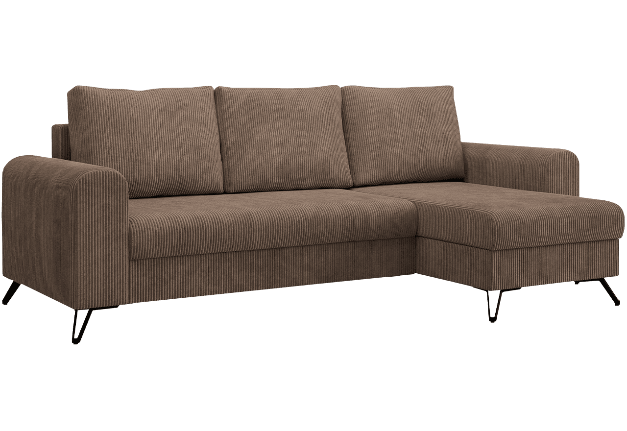 Narożnik HUGO L - uniwersalny - jasnobrązowy, sztruks