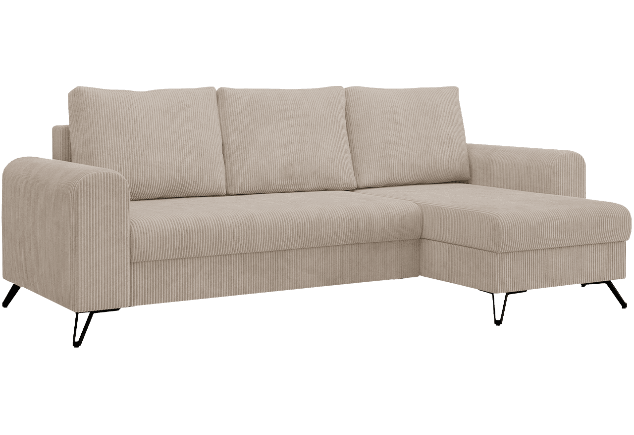 Narożnik HUGO L - uniwersalny - beżowy, sztruks