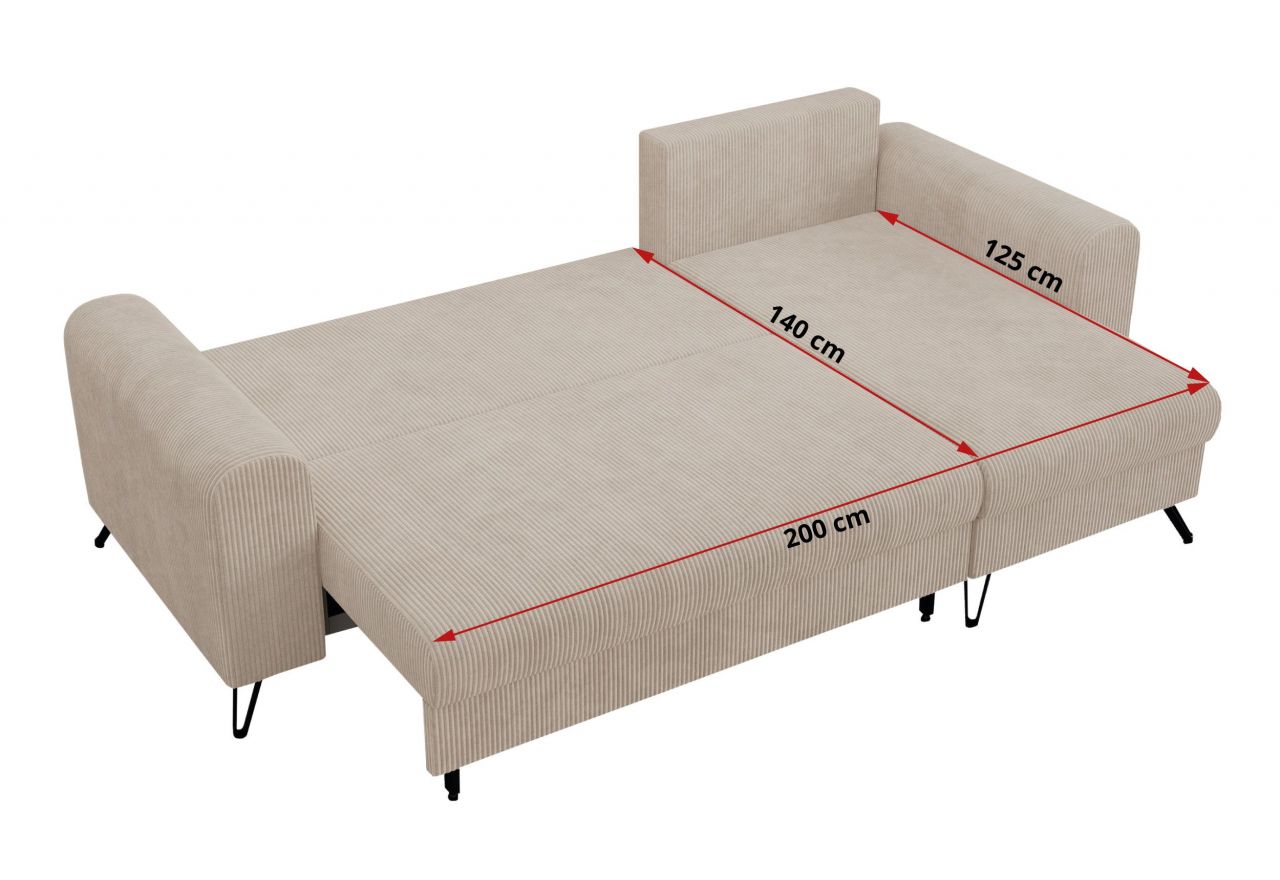 Narożnik HUGO L - uniwersalny - beżowy, sztruks