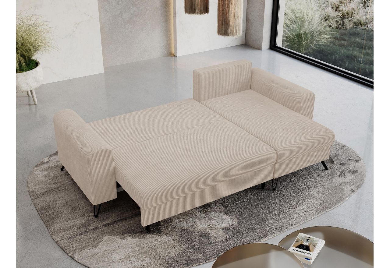 Narożnik HUGO L - uniwersalny - beżowy, sztruks