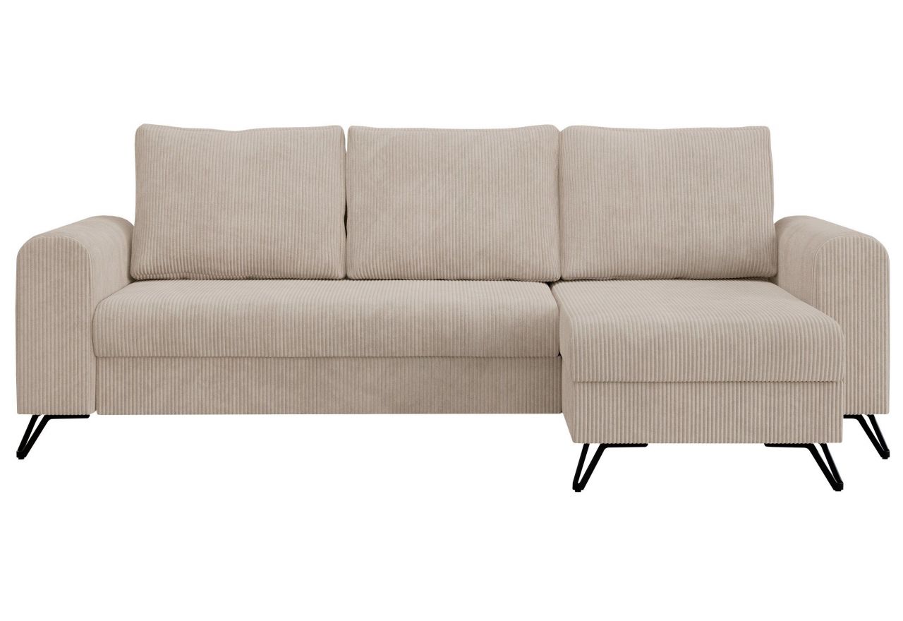 Narożnik HUGO L - uniwersalny - beżowy, sztruks