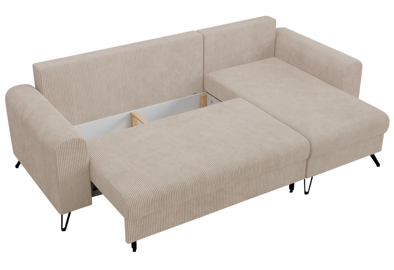 Narożnik HUGO L - uniwersalny - beżowy, sztruks