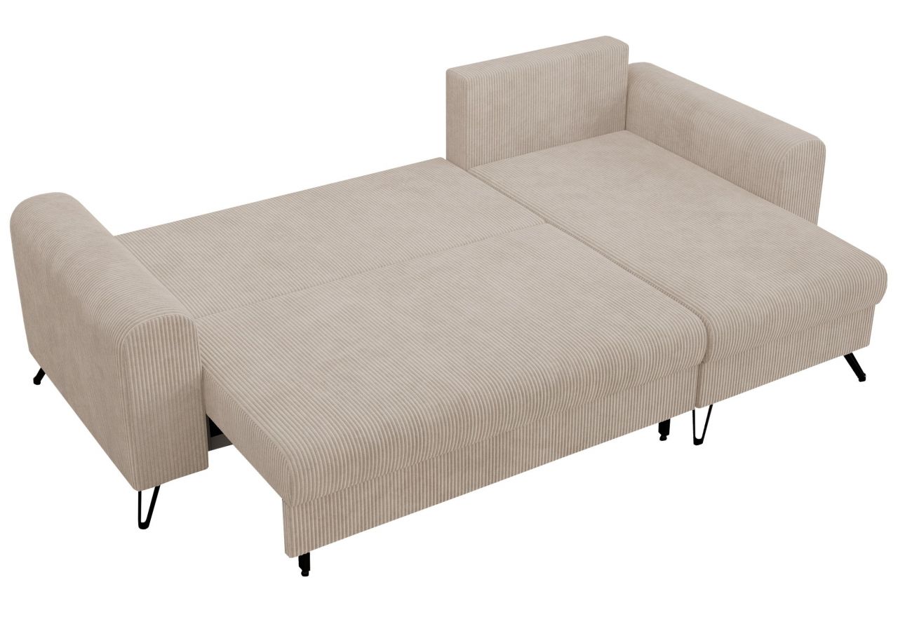 Narożnik HUGO L - uniwersalny - beżowy, sztruks