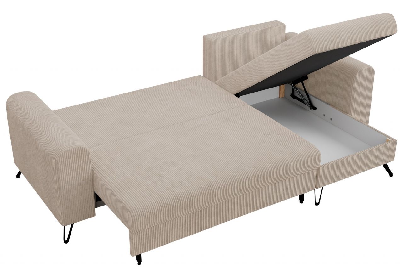 Narożnik HUGO L - uniwersalny - beżowy, sztruks