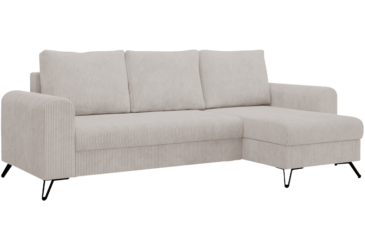 Narożnik HUGO L - uniwersalny - biały, sztruks