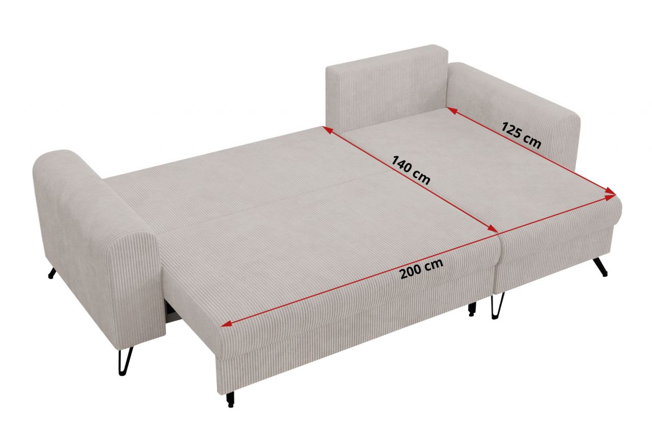 Narożnik HUGO L - uniwersalny - biały, sztruks