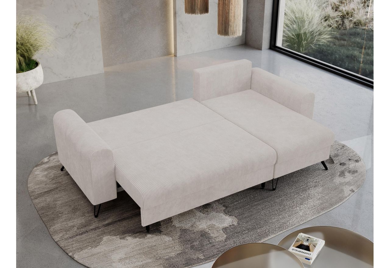 Narożnik HUGO L - uniwersalny - biały, sztruks