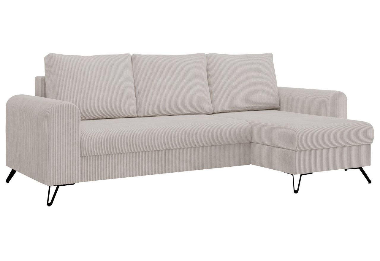 Narożnik HUGO L - uniwersalny - biały, sztruks