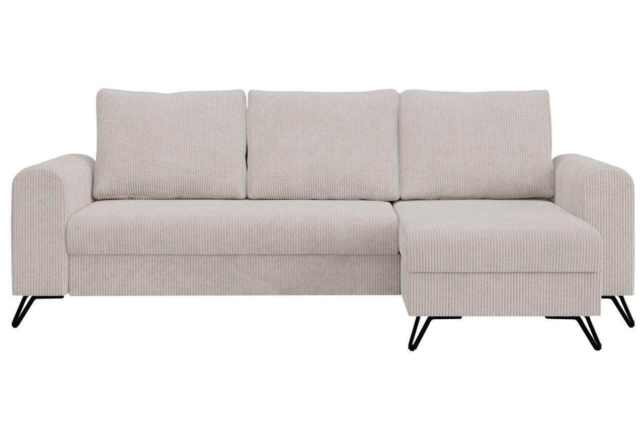 Narożnik HUGO L - uniwersalny - biały, sztruks