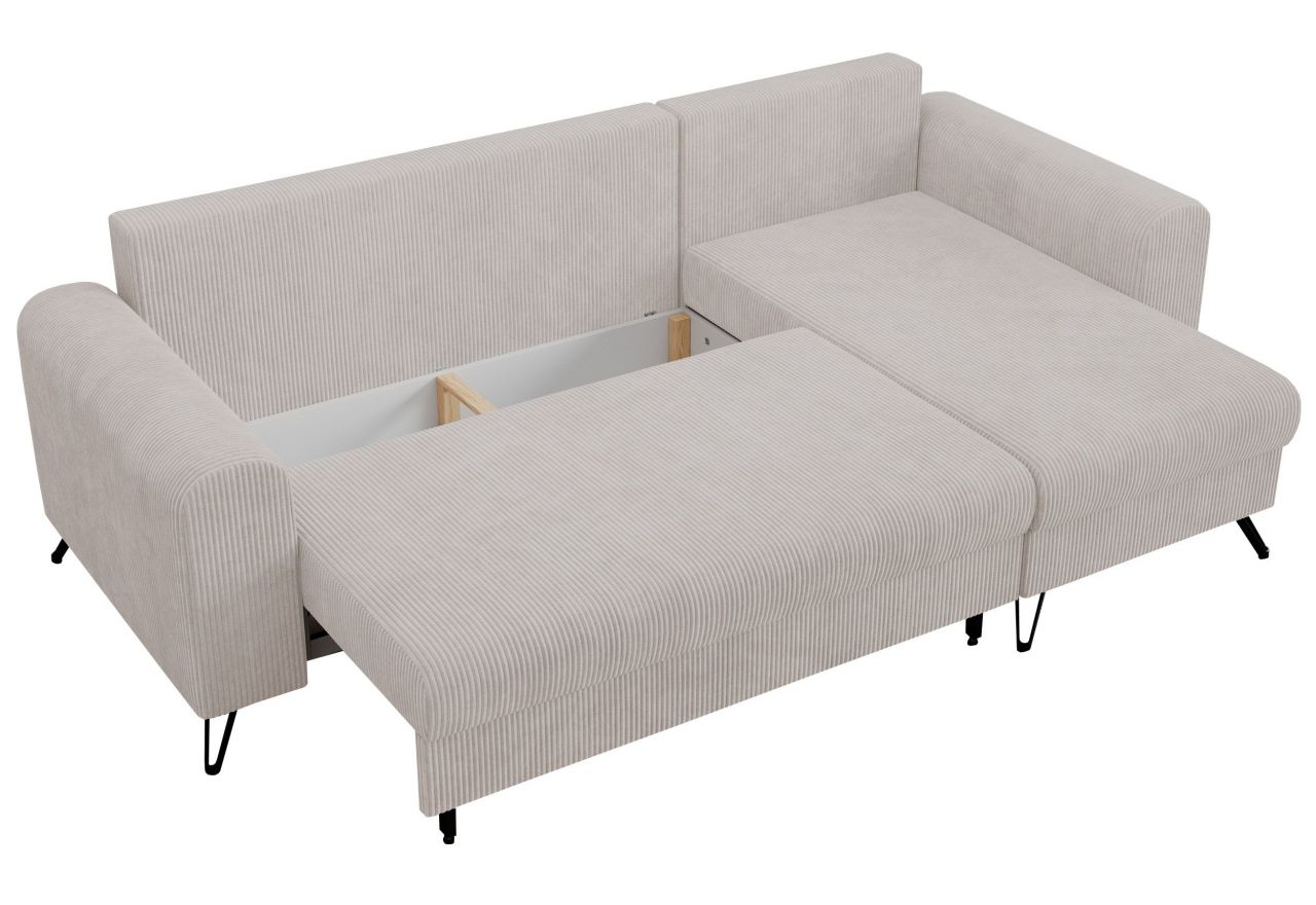 Narożnik HUGO L - uniwersalny - biały, sztruks