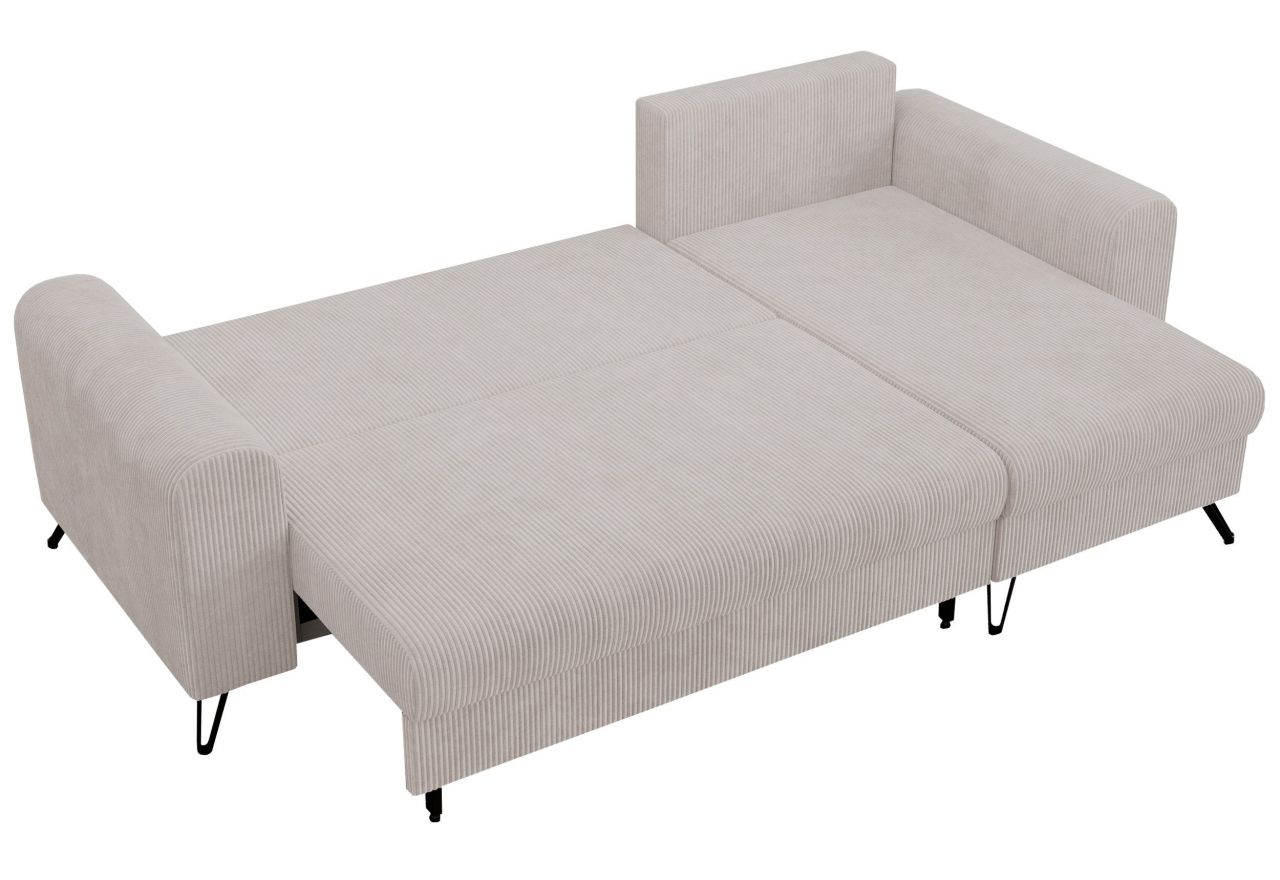 Narożnik HUGO L - uniwersalny - biały, sztruks