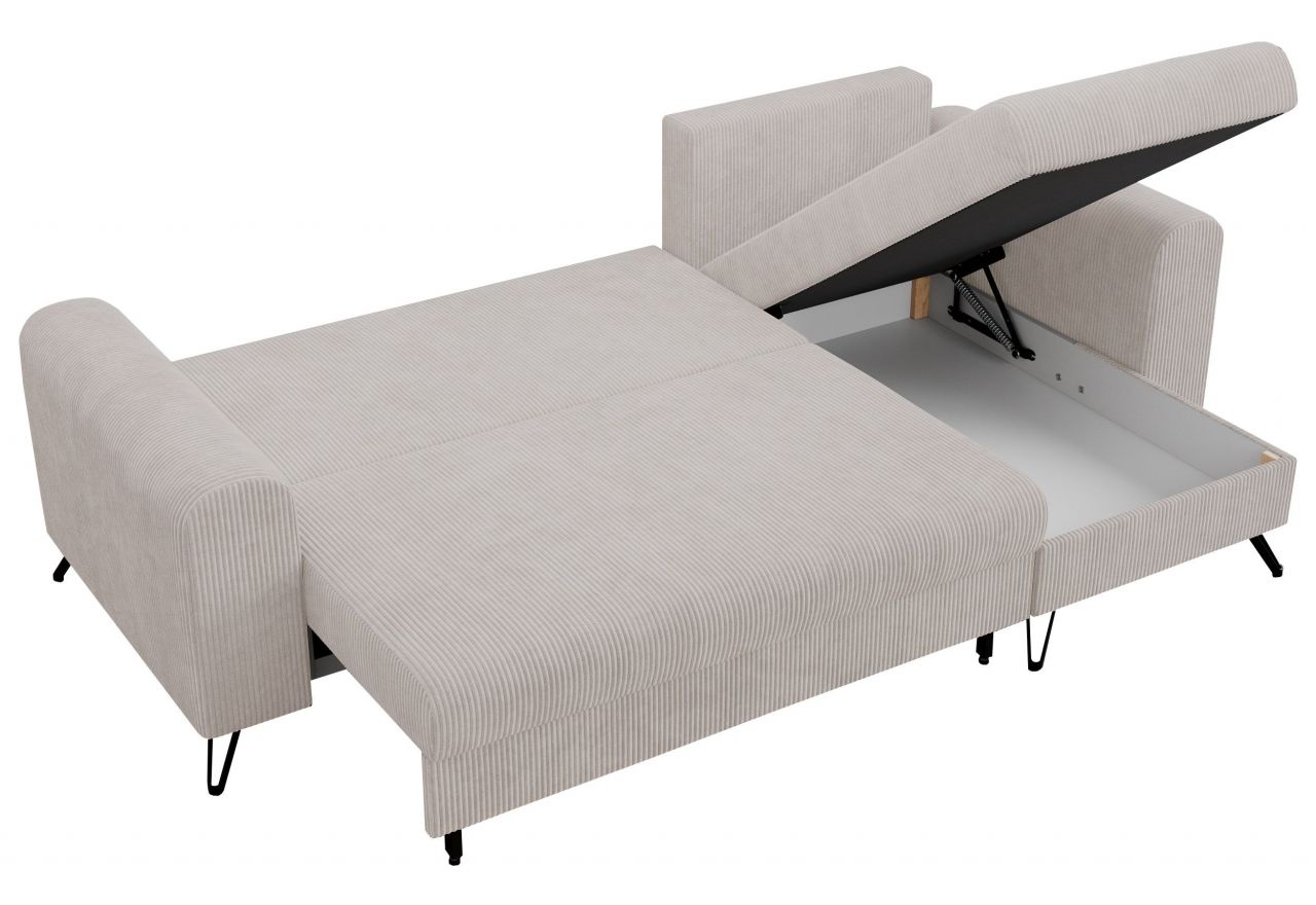 Narożnik HUGO L - uniwersalny - biały, sztruks