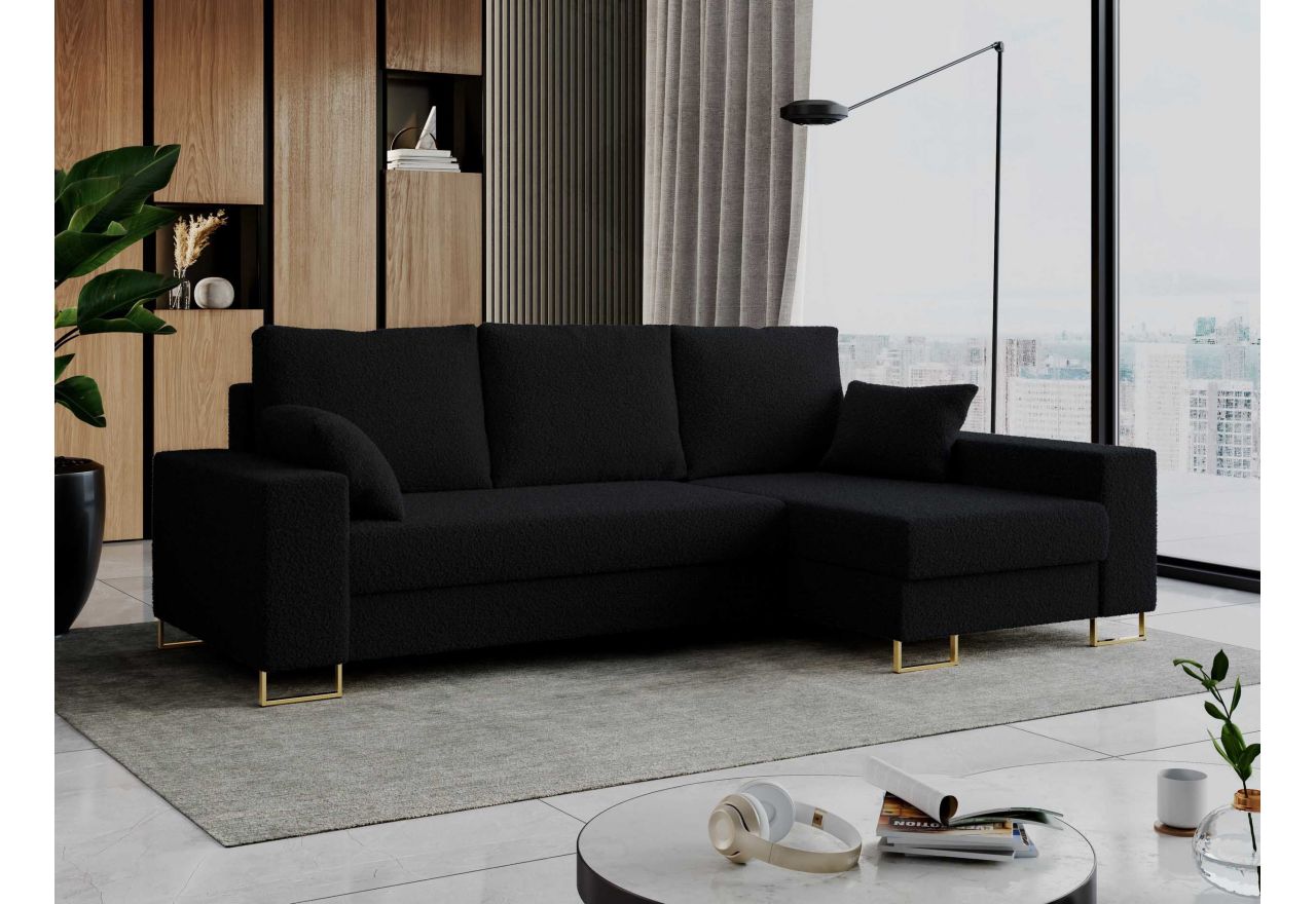 Narożnik DORIAN L - uniwersalny - czarny, boucle