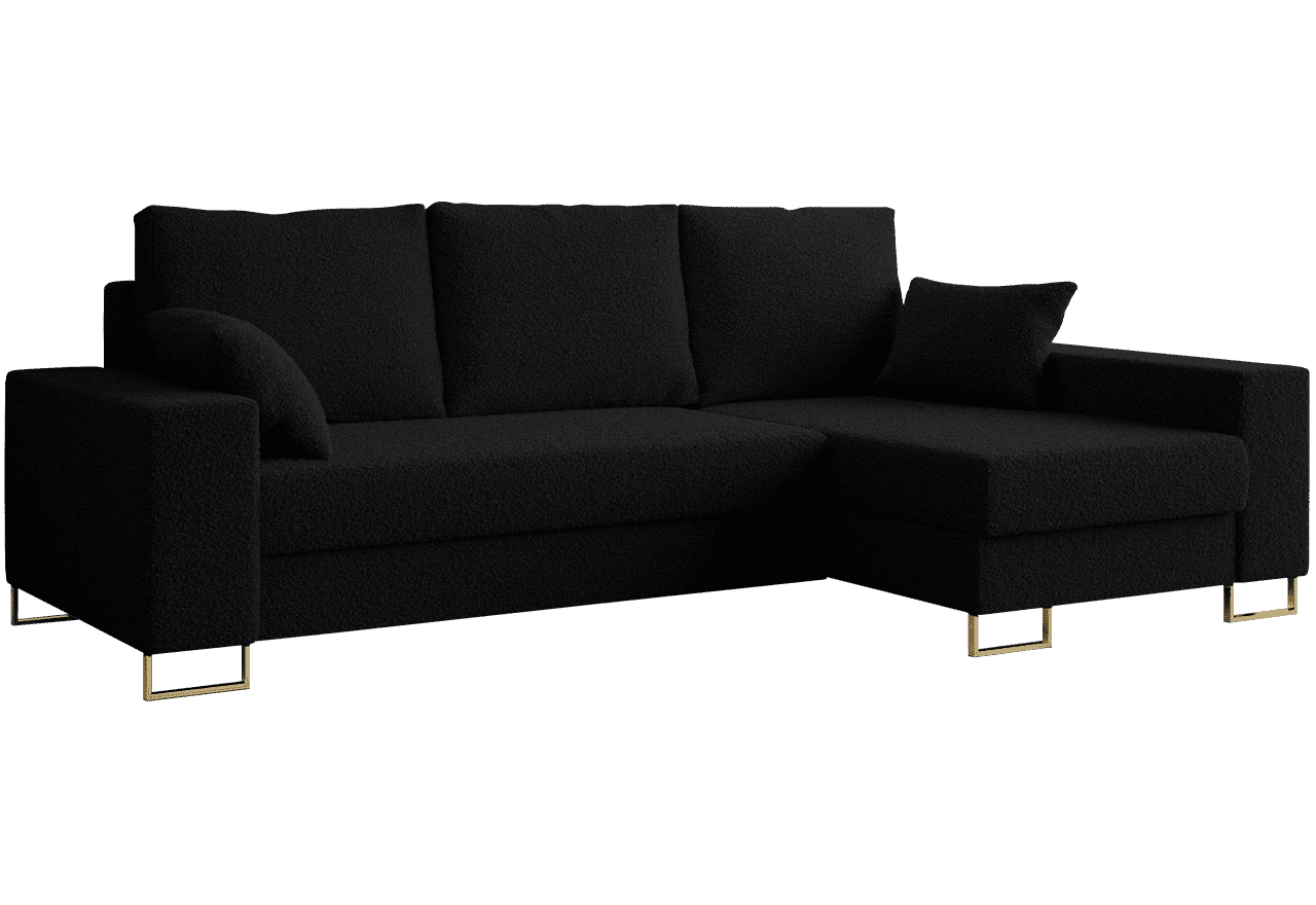 Narożnik DORIAN L - uniwersalny - czarny, boucle