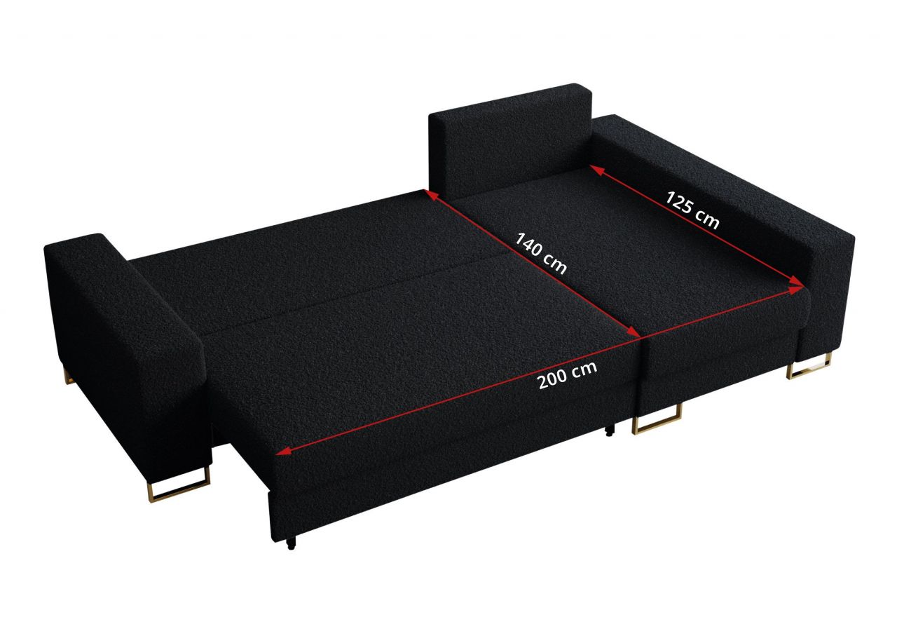 Narożnik DORIAN L - uniwersalny - czarny, boucle