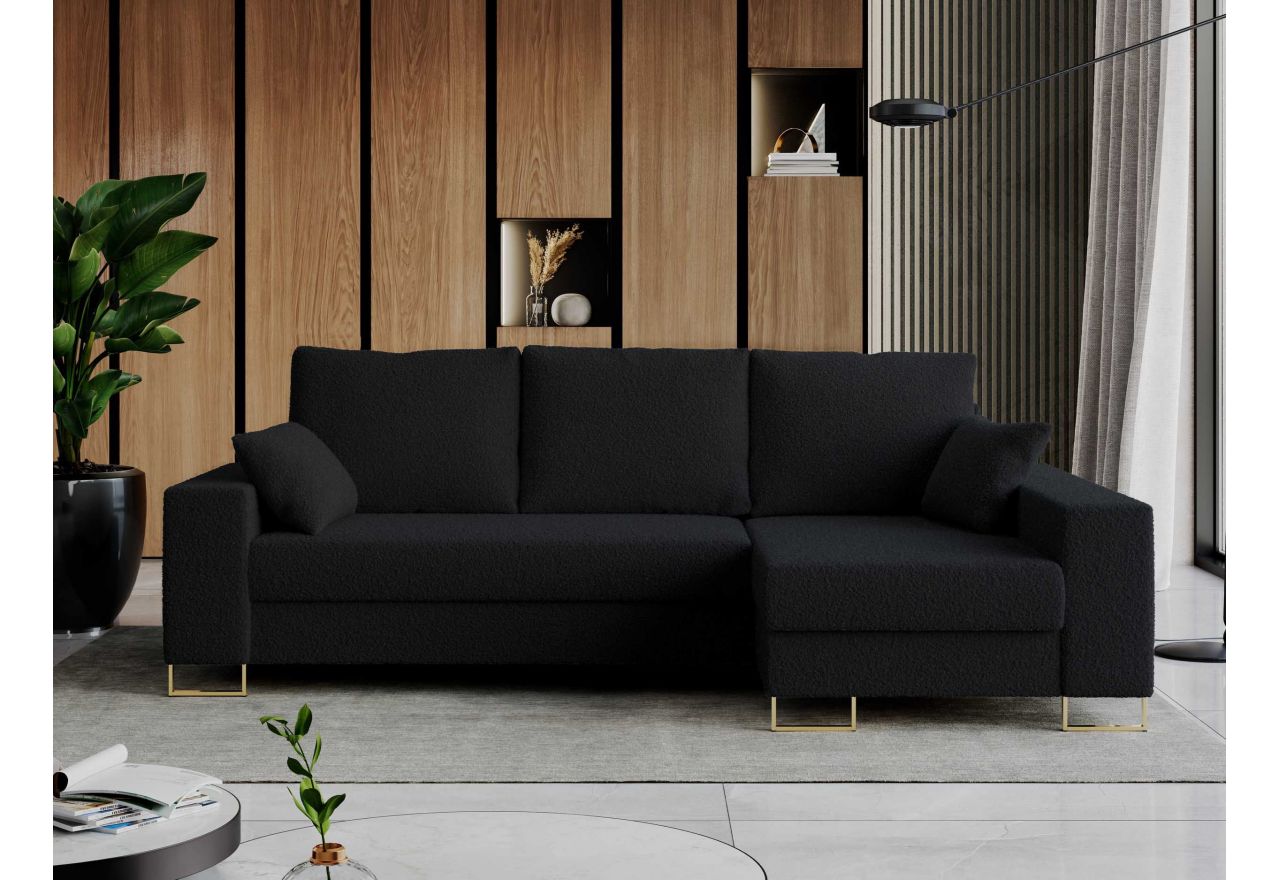 Narożnik DORIAN L - uniwersalny - czarny, boucle