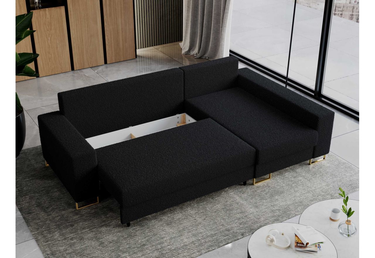 Narożnik DORIAN L - uniwersalny - czarny, boucle