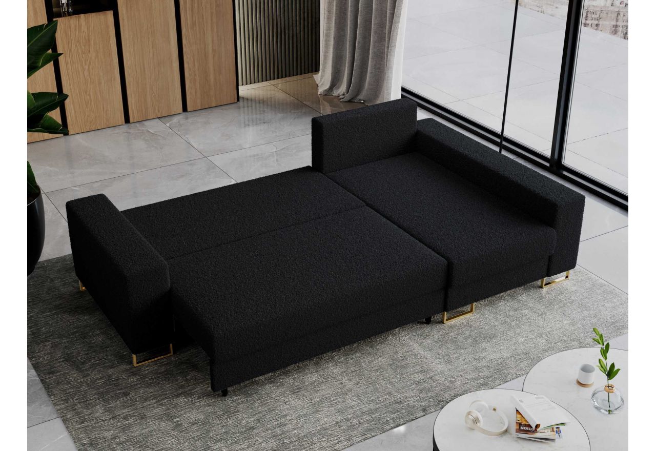 Narożnik DORIAN L - uniwersalny - czarny, boucle