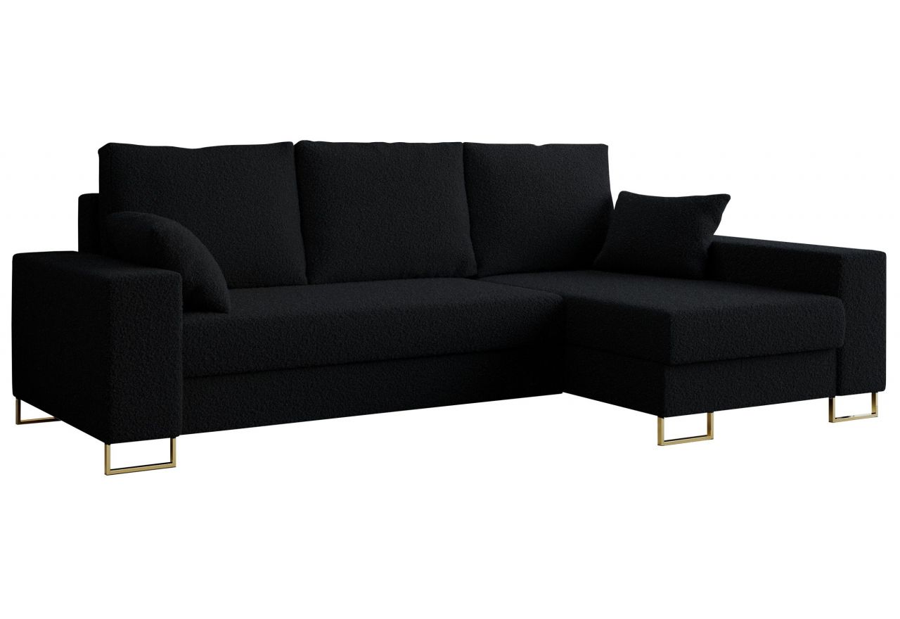 Narożnik DORIAN L - uniwersalny - czarny, boucle