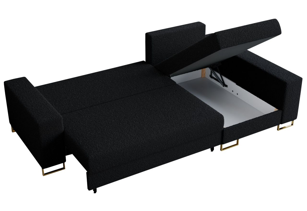 Narożnik DORIAN L - uniwersalny - czarny, boucle