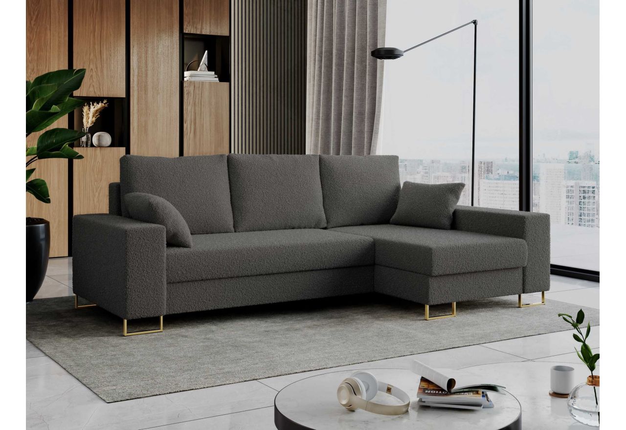 Narożnik DORIAN L - uniwersalny - ciemnoszary, boucle