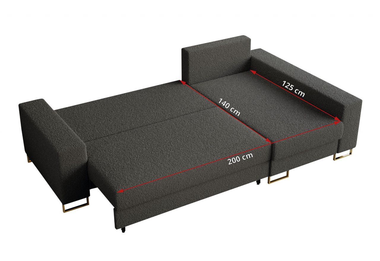 Narożnik DORIAN L - uniwersalny - ciemnoszary, boucle