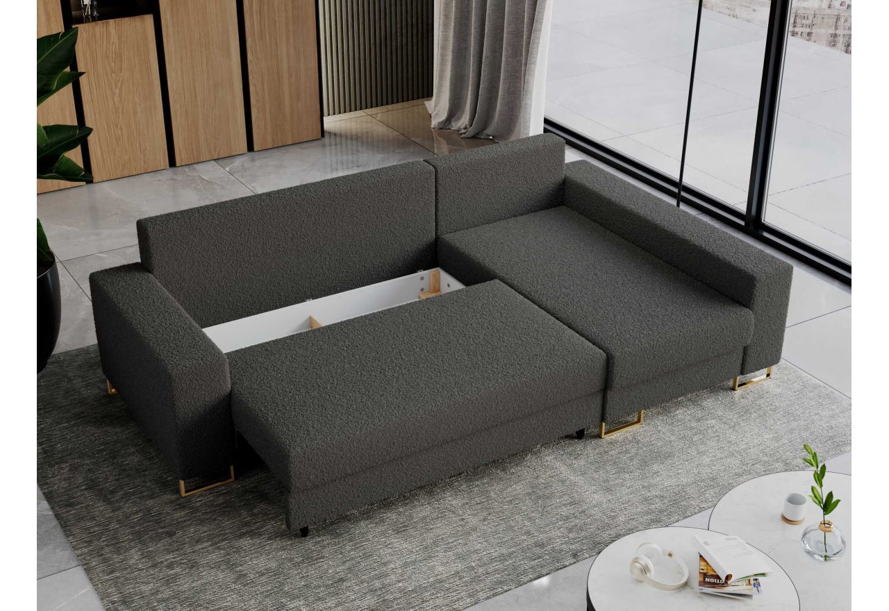 Narożnik DORIAN L - uniwersalny - ciemnoszary, boucle