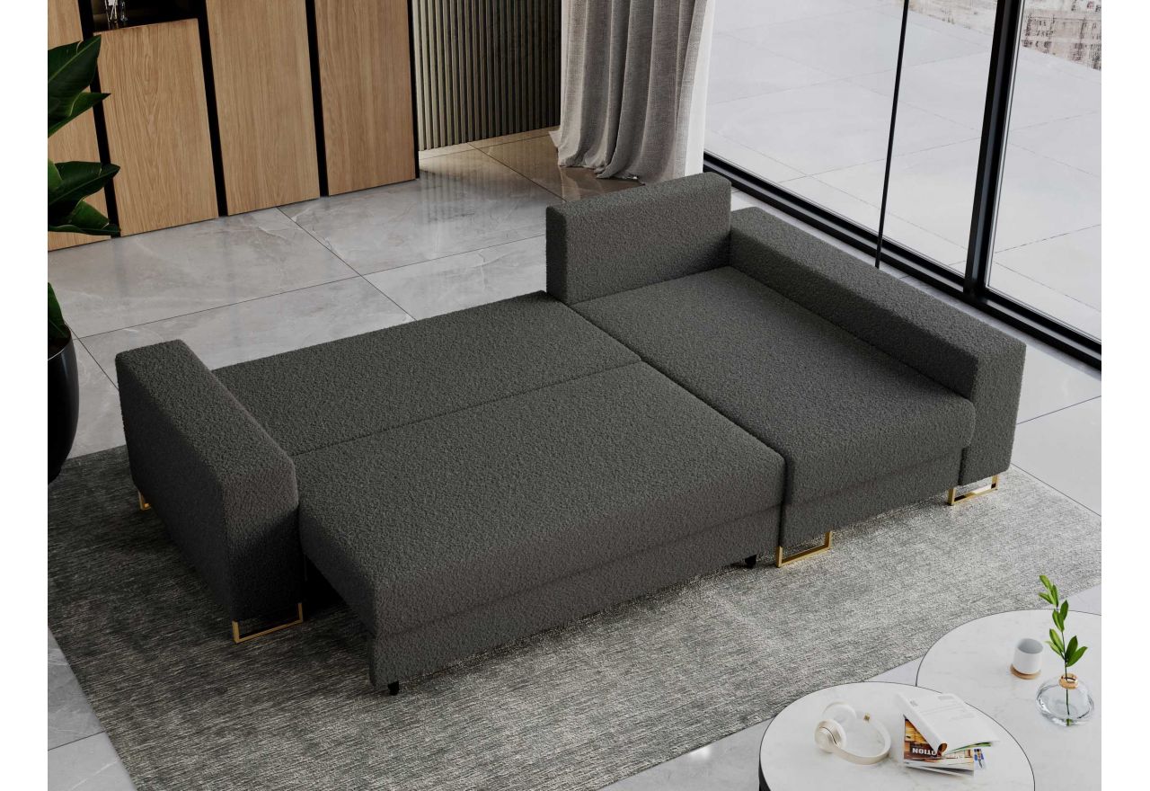 Narożnik DORIAN L - uniwersalny - ciemnoszary, boucle