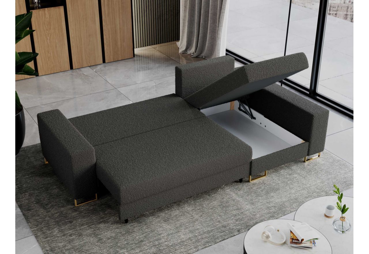 Narożnik DORIAN L - uniwersalny - ciemnoszary, boucle