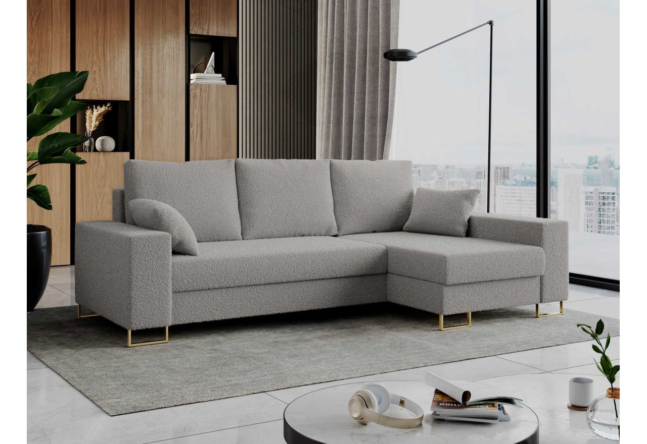 Narożnik DORIAN L - uniwersalny - jasnoszary, boucle