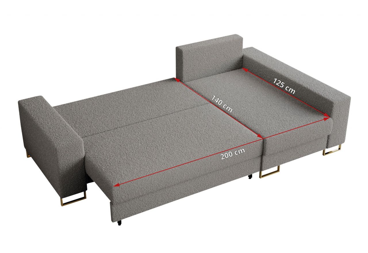 Narożnik DORIAN L - uniwersalny - jasnoszary, boucle