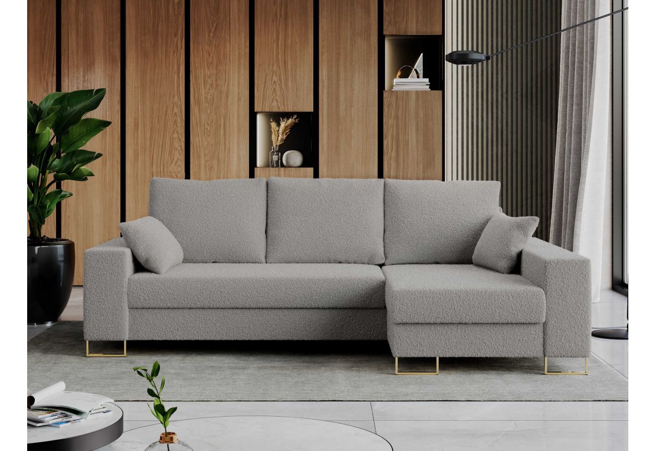 Narożnik DORIAN L - uniwersalny - jasnoszary, boucle