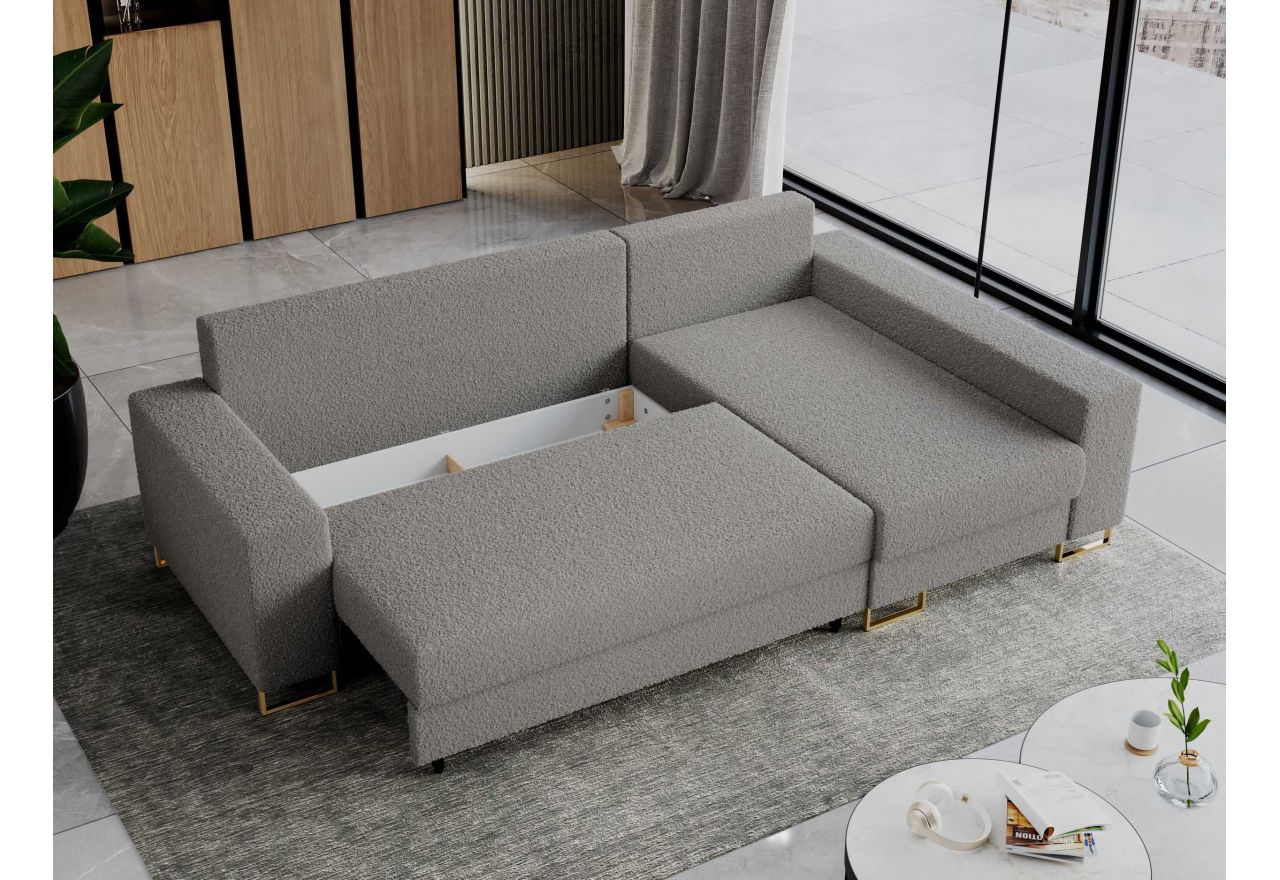 Narożnik DORIAN L - uniwersalny - jasnoszary, boucle