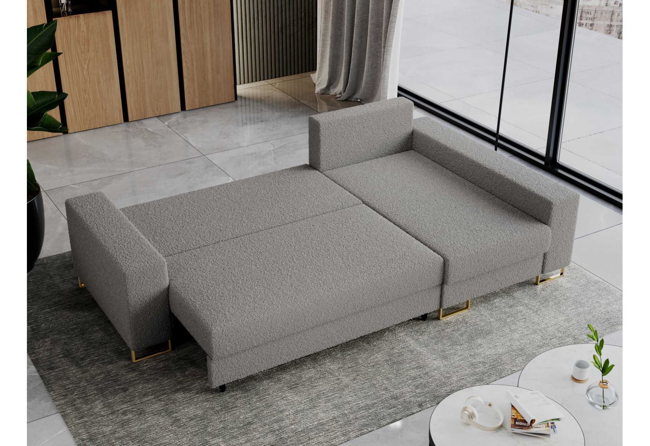 Narożnik DORIAN L - uniwersalny - jasnoszary, boucle