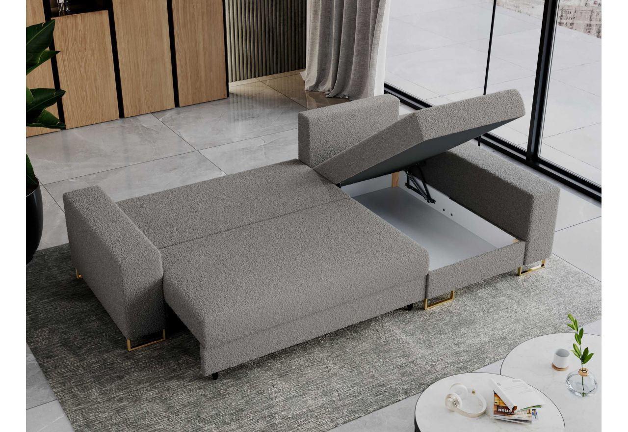 Narożnik DORIAN L - uniwersalny - jasnoszary, boucle