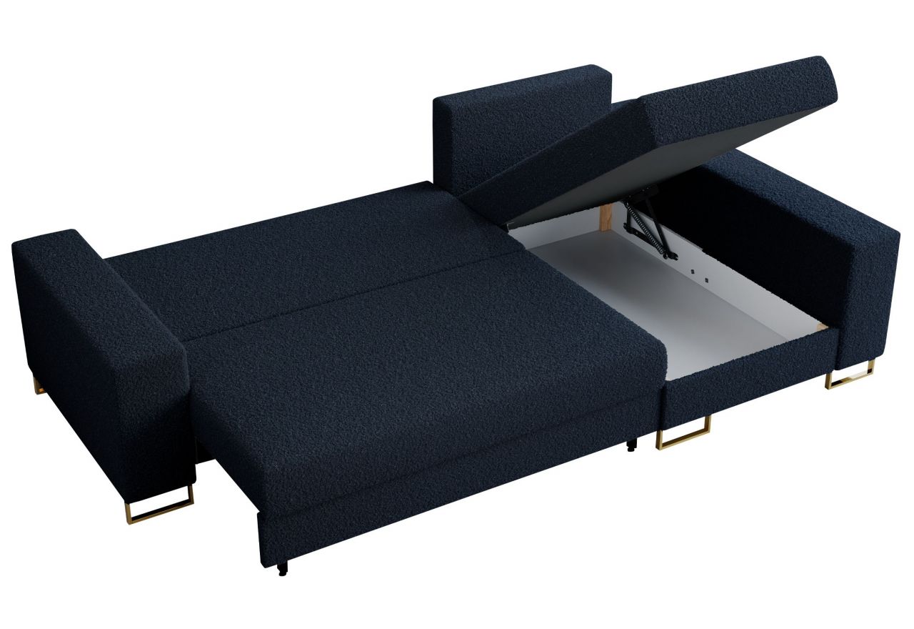 Narożnik DORIAN L - uniwersalny - ciemnoniebieski, boucle