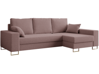 Narożnik DORIAN L - uniwersalny - różowy, boucle