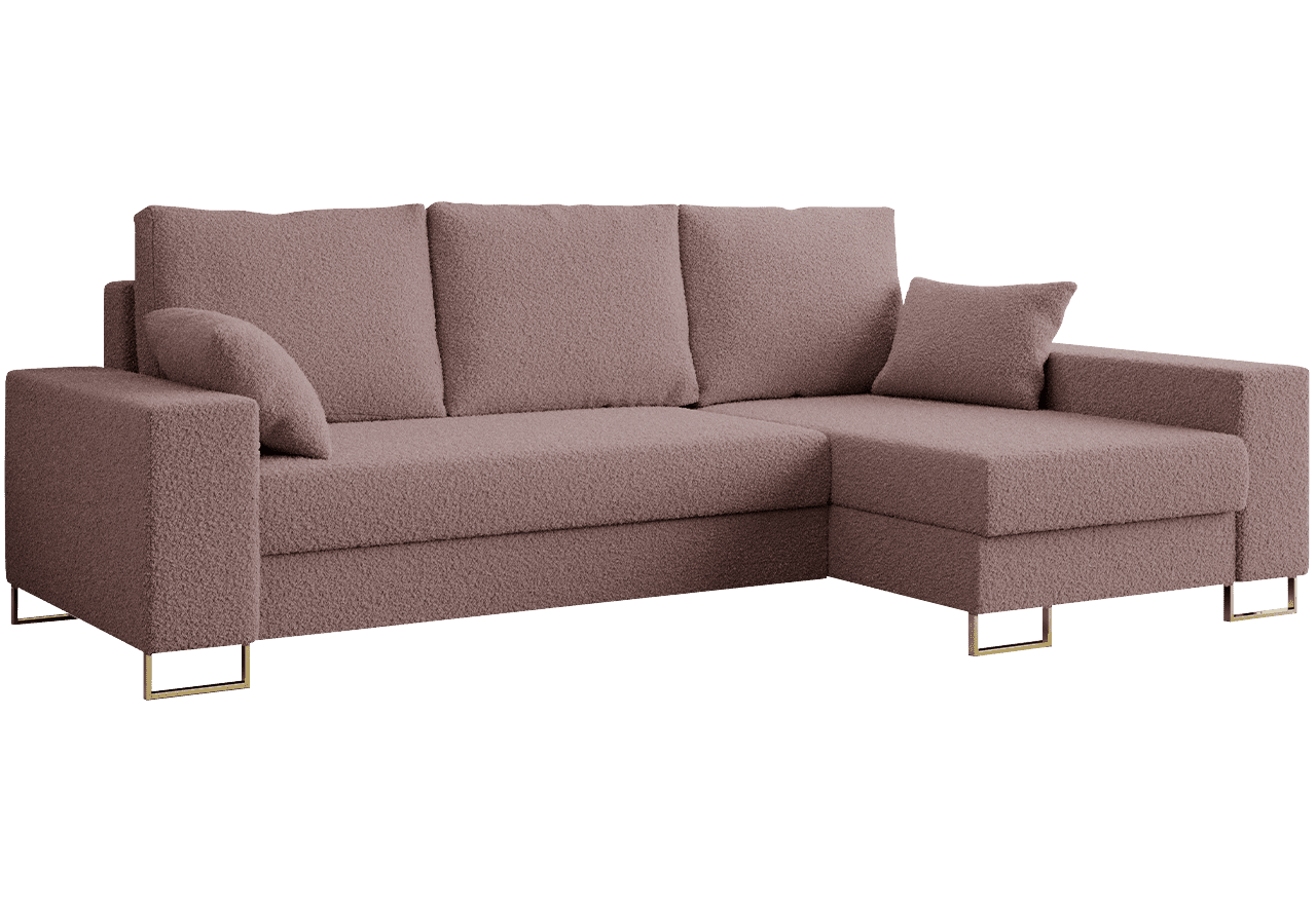 Narożnik DORIAN L - uniwersalny - różowy, boucle