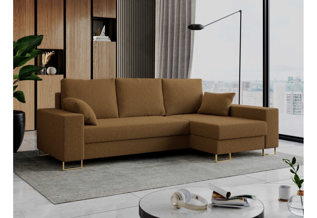 Narożnik DORIAN L - uniwersalny - brązowy, boucle