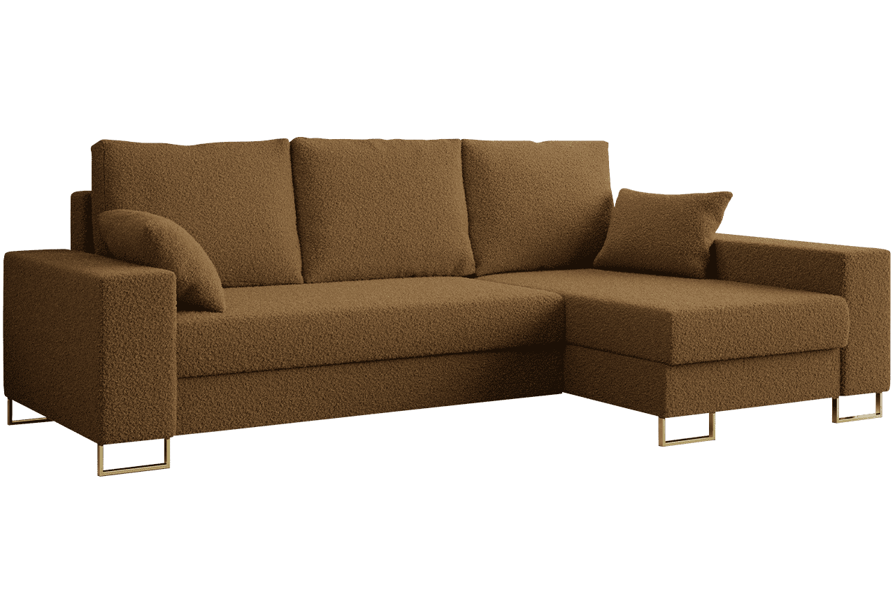 Narożnik DORIAN L - uniwersalny - brązowy, boucle