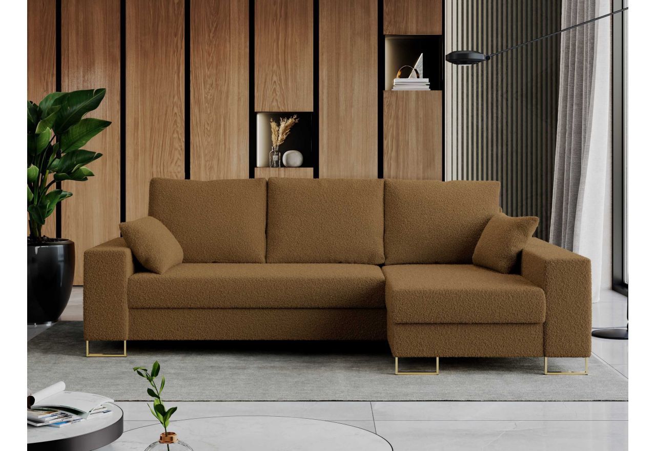 Narożnik DORIAN L - uniwersalny - brązowy, boucle