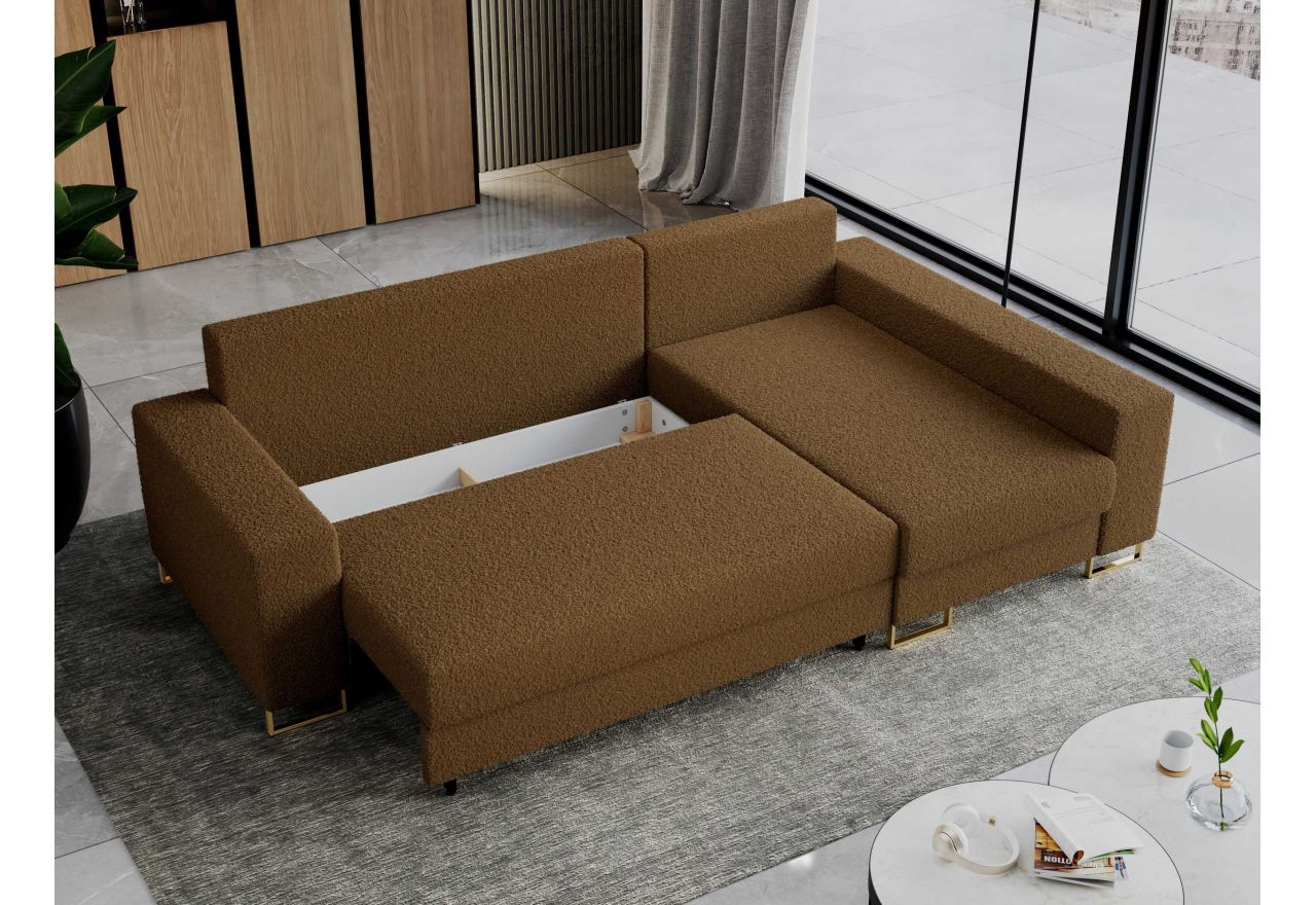 Narożnik DORIAN L - uniwersalny - brązowy, boucle