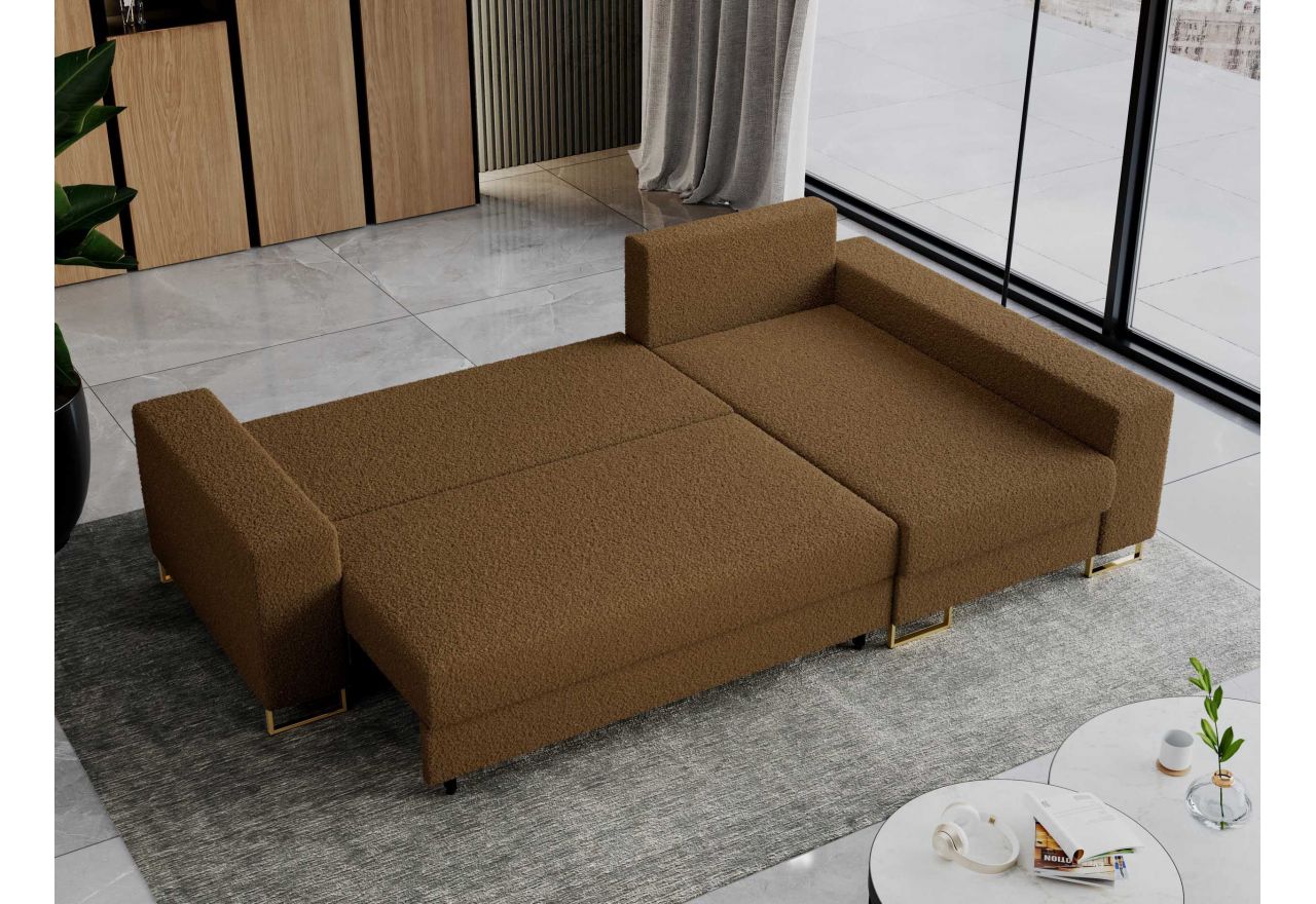 Narożnik DORIAN L - uniwersalny - brązowy, boucle