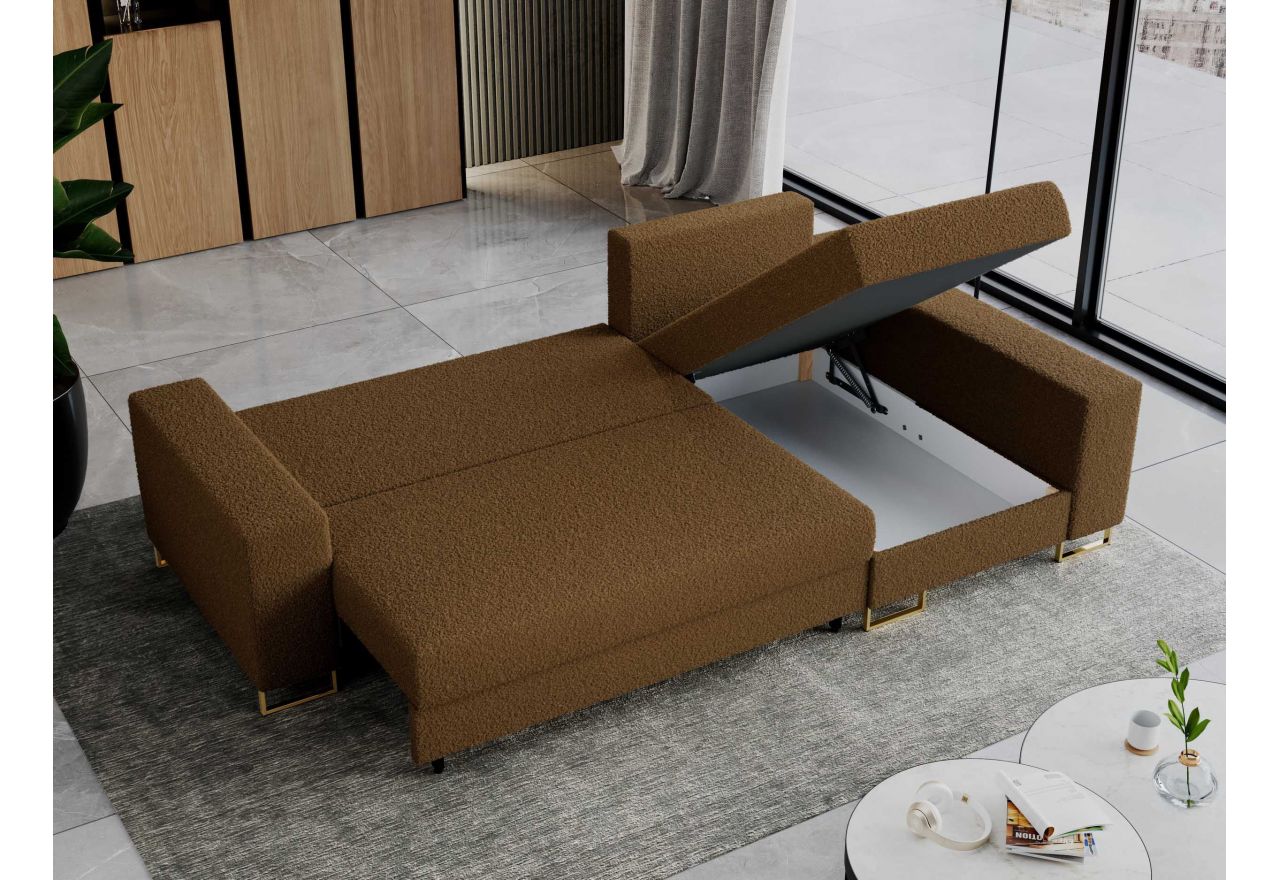 Narożnik DORIAN L - uniwersalny - brązowy, boucle